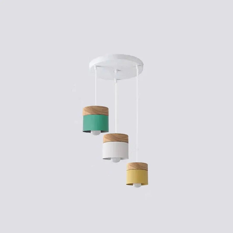 Colorful Cylinders Modern Wooden Pendant Light