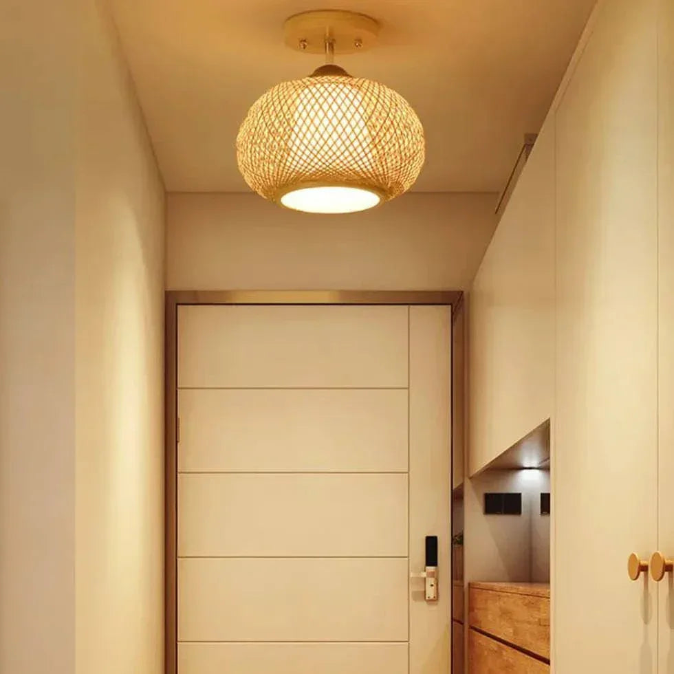 Plafonnier Bohème Chic Lampe Tissée Rétro Naturelle - Clowas.fr
