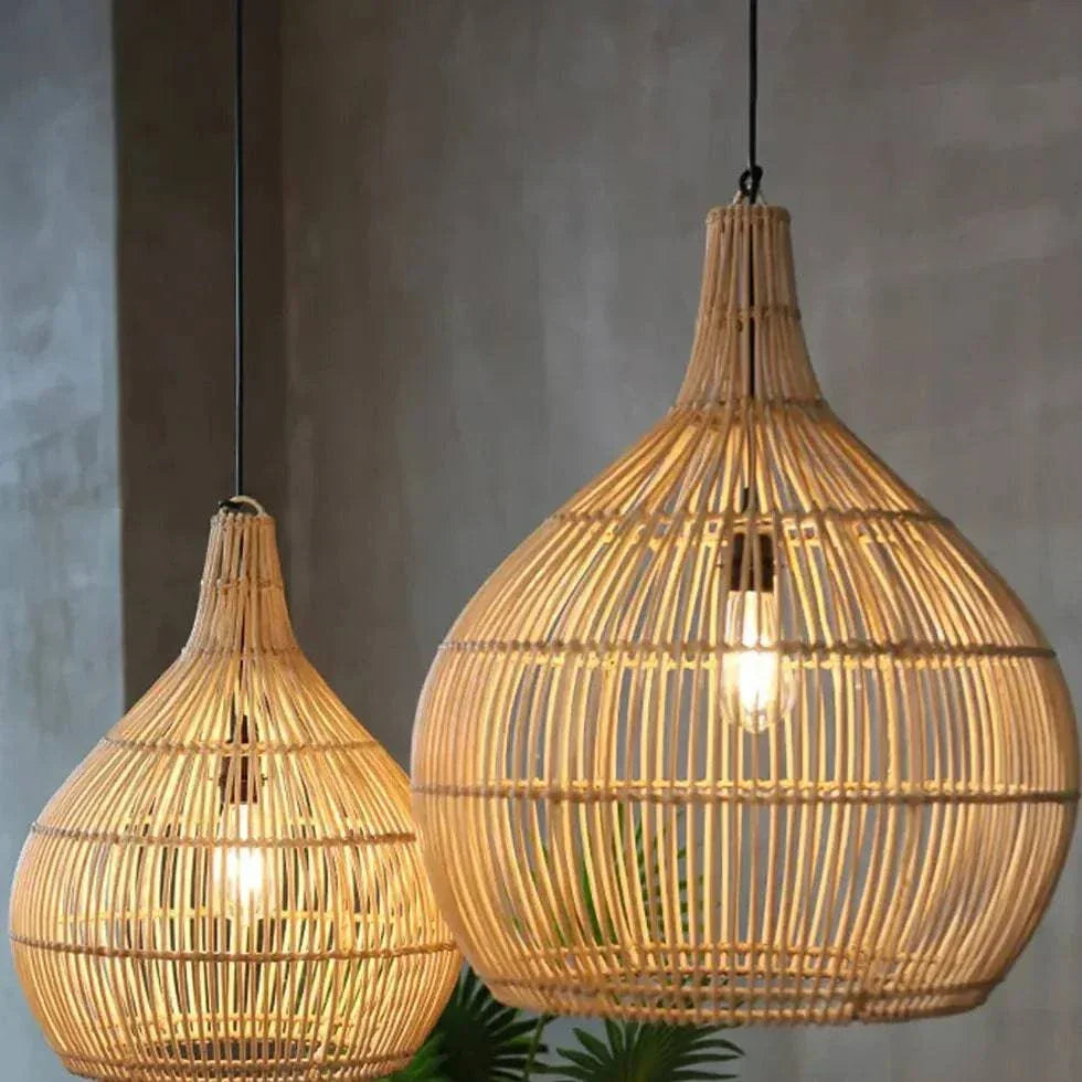 Lustre En Rotin De Restaurant Rétro Créatif - Clowas.fr