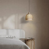 Lustre de chambre simple en rotin lanterne