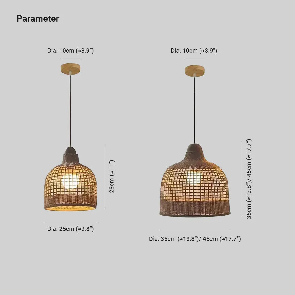 Lustre de chambre simple en rotin lanterne