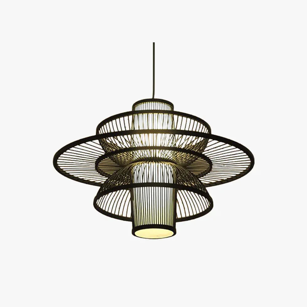 Multi-Layer Bamboo Chinese-Style Pendant Light