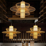 Multi-Layer Bamboo Chinese-Style Pendant Light