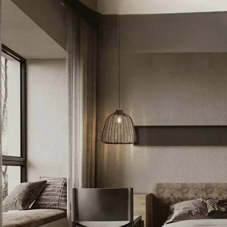 Lustre Industriel Translucide Lanterne En Rotin - Clowas.fr