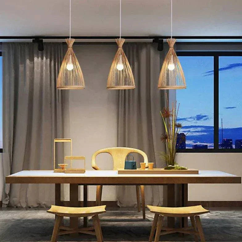 Lampe Zen En Bambou Et Rotin Lustre Restaurant Japonais - Clowas.fr