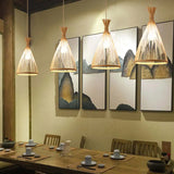 Lampe zen en bambou et rotin lustre restaurant japonais