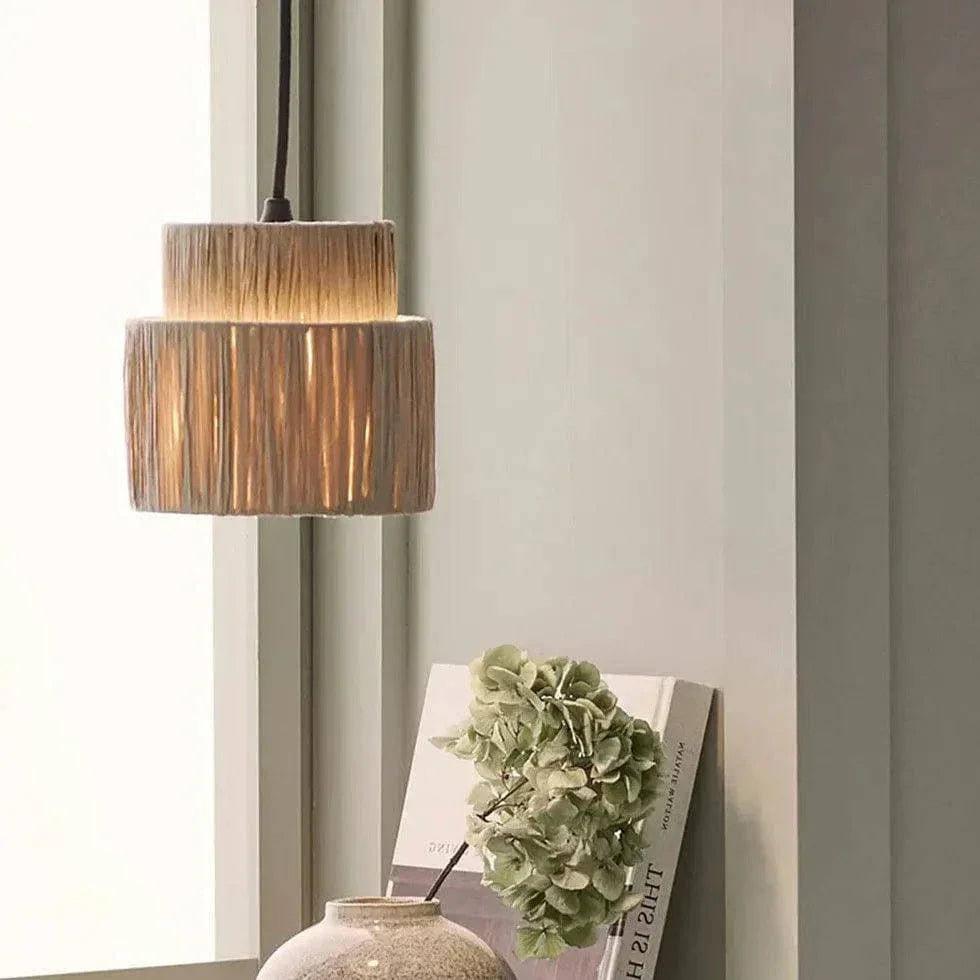 Lustre Vintage En Rotin Blanc Fait Main - Clowas.fr