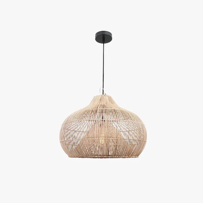 Woven Rattan Semi-Spherical Living Pendant Light