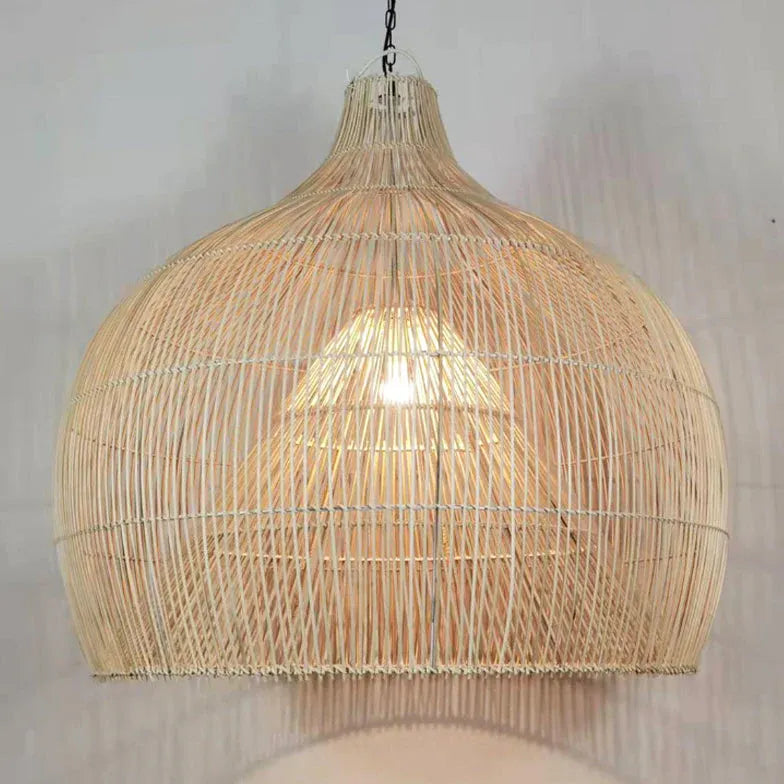 Woven Rattan Semi-Spherical Living Pendant Light