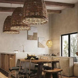 Bell Shaped Rattan Vintage Pendant Light