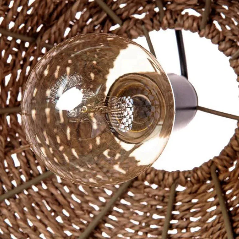 Bell Shaped Rattan Vintage Pendant Light