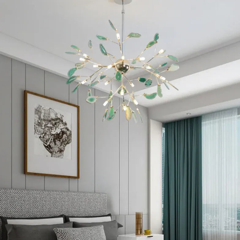 Blue Translucent Sheet Bedroom Modern Chandelier