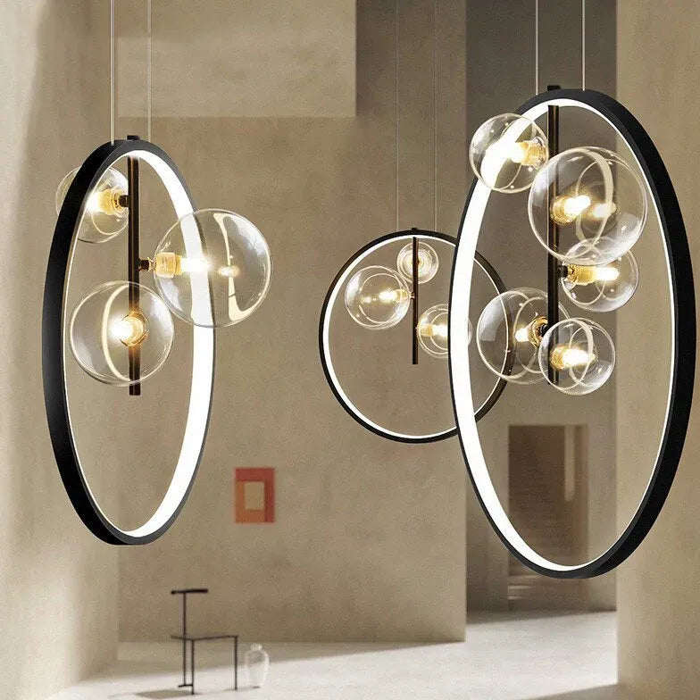 Bubbles de verre nordique de chevet led le pendentif moderne