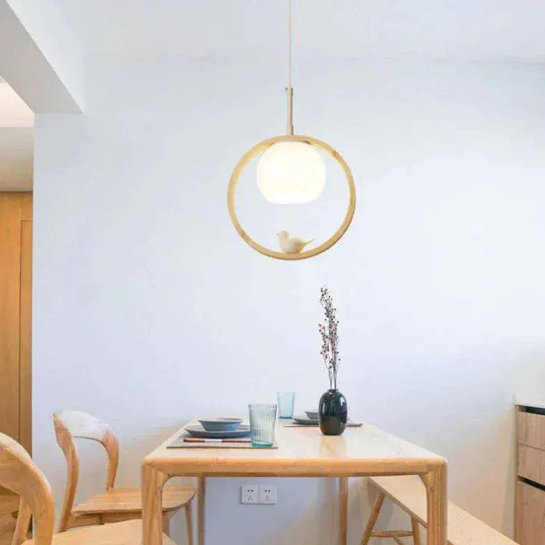 Suspension Luminaire Scandinave Petite Lampe En Bois - Clowas.fr