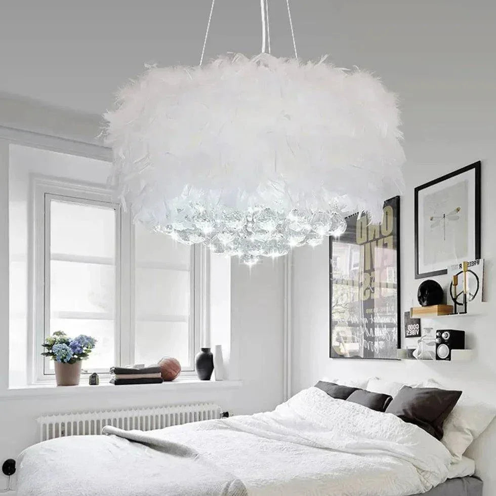 Lustre A Plume Cristal Diamant Moderne Léger - Clowas.fr