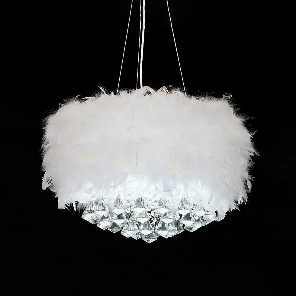 White Feather crystal Bedroom chandelier