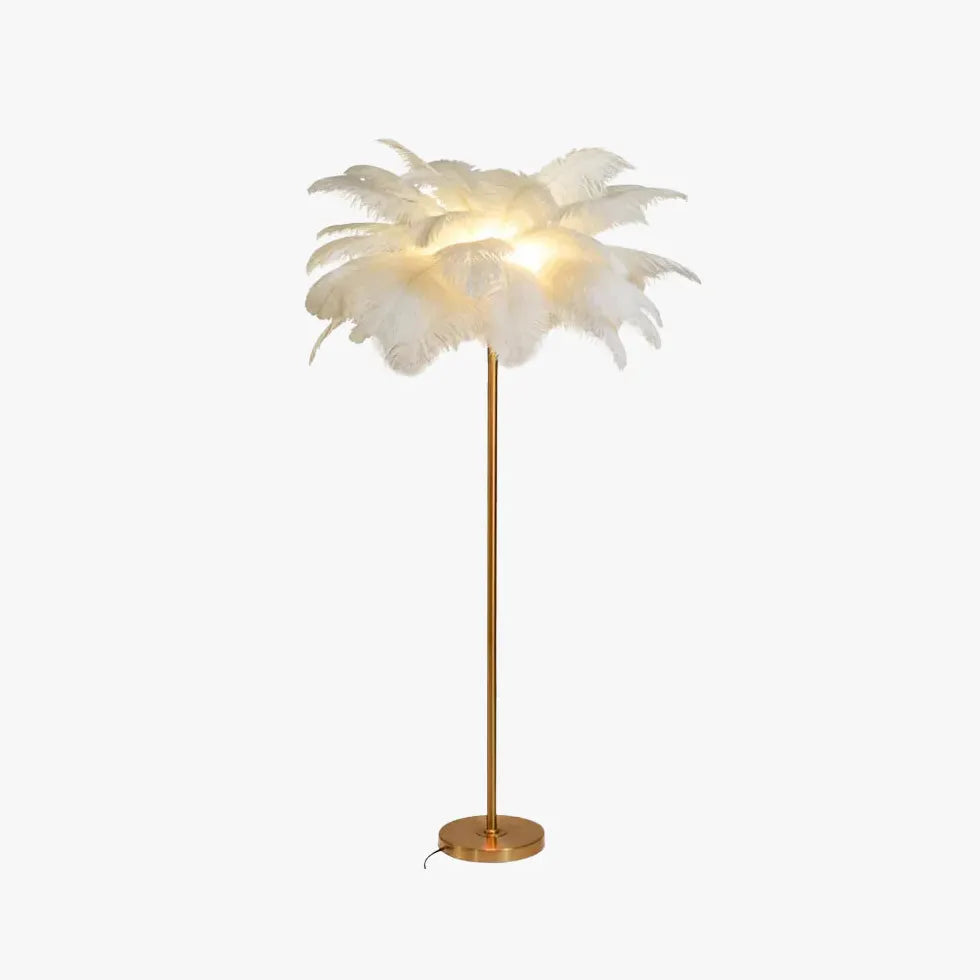 Lampadaire en or de plumes blanches chaudes