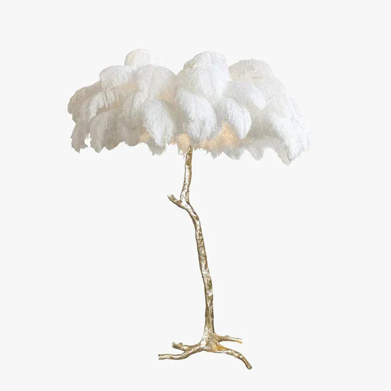 Lampe de table de conception d'arbre à plumes blanches