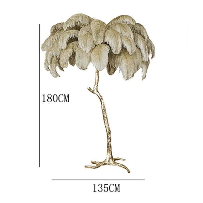 Lampe de table de conception d'arbre à plumes blanches