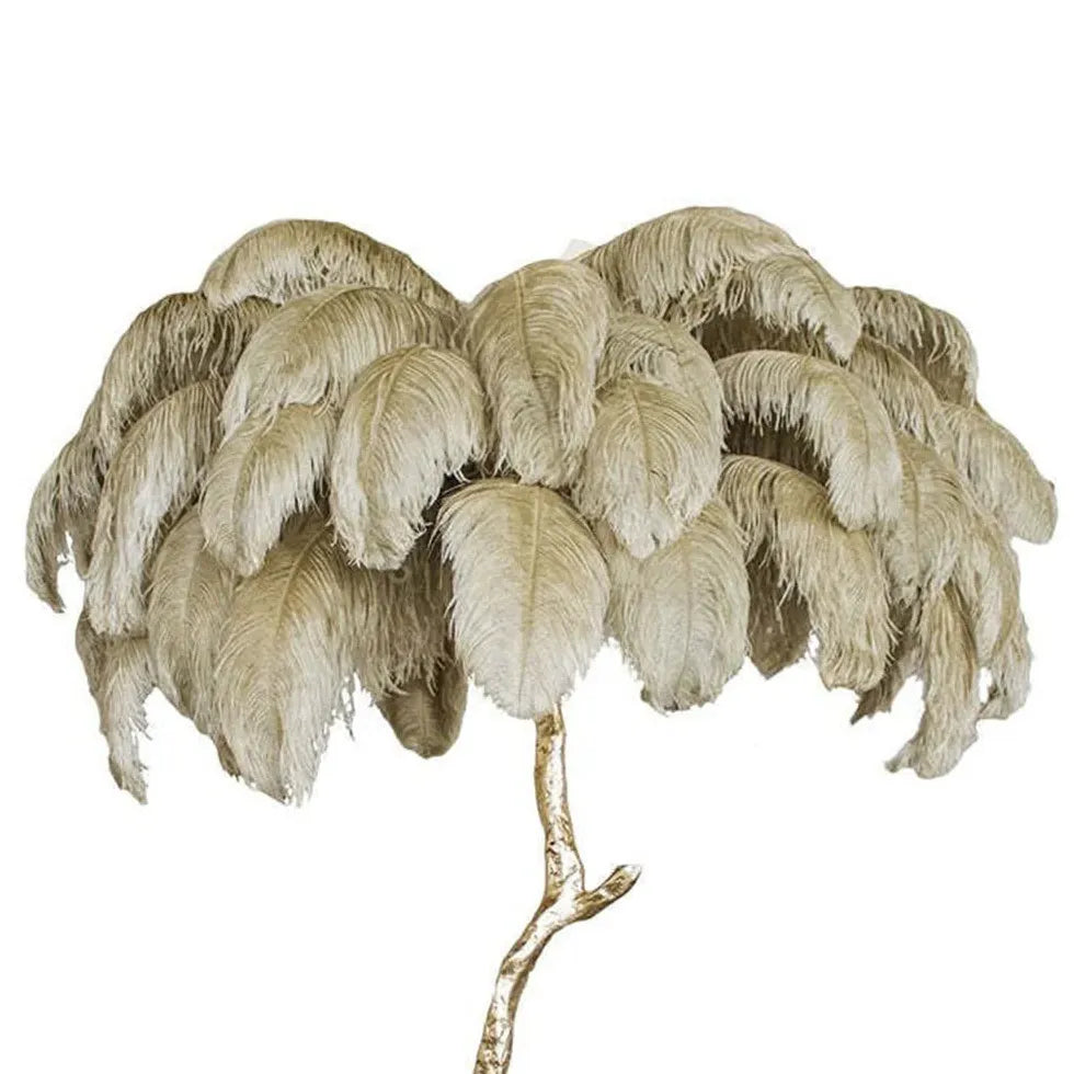 Lampe de table de conception d'arbre à plumes blanches