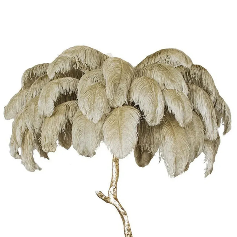 Lampe de table de conception d'arbre à plumes blanches