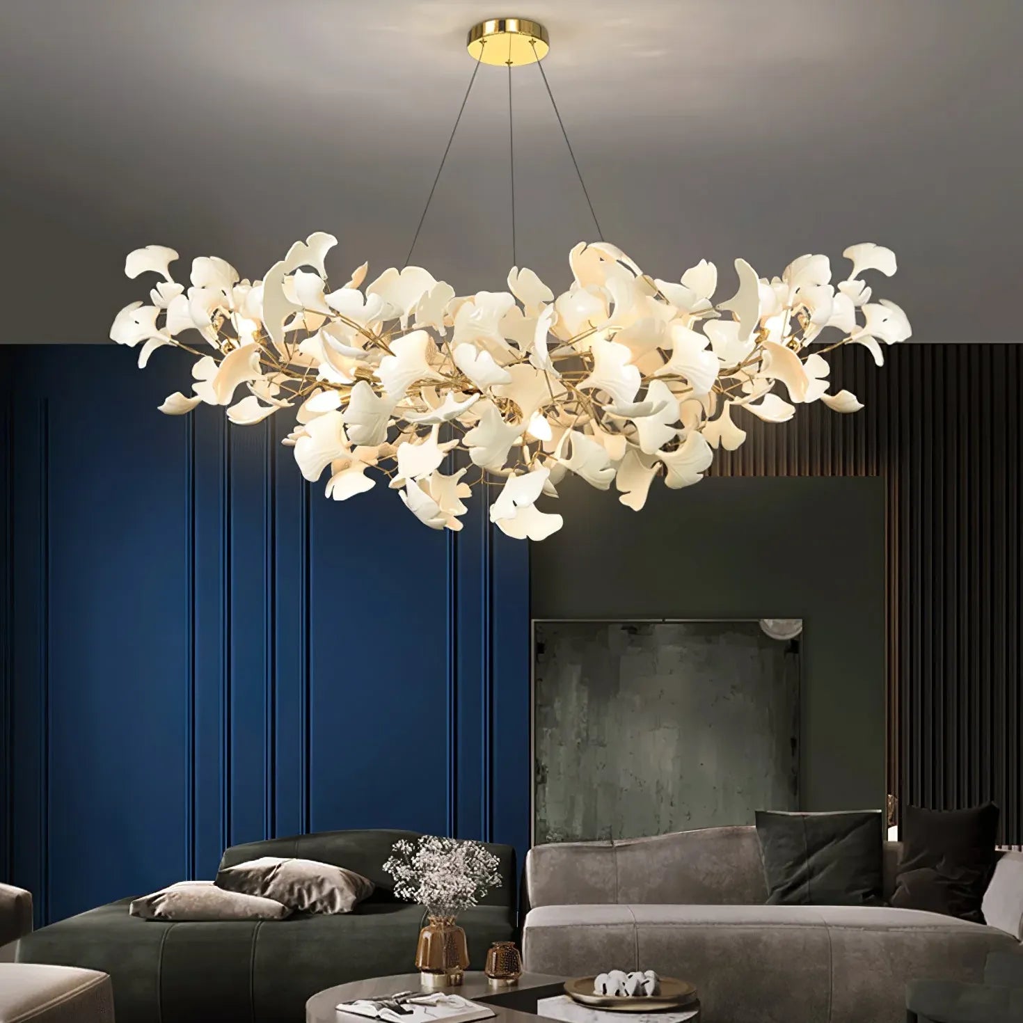 Suspension LED moderne en forme de ginkgo