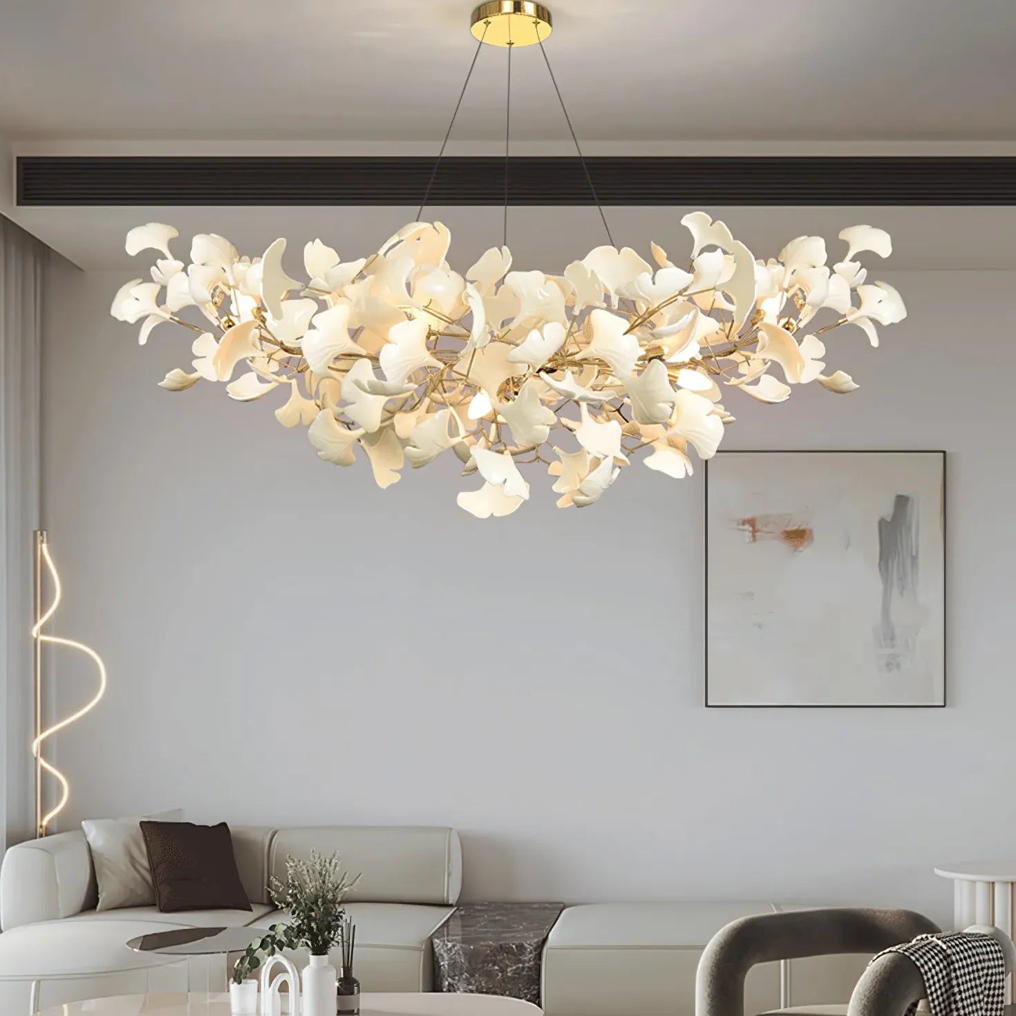 Suspension LED moderne en forme de ginkgo