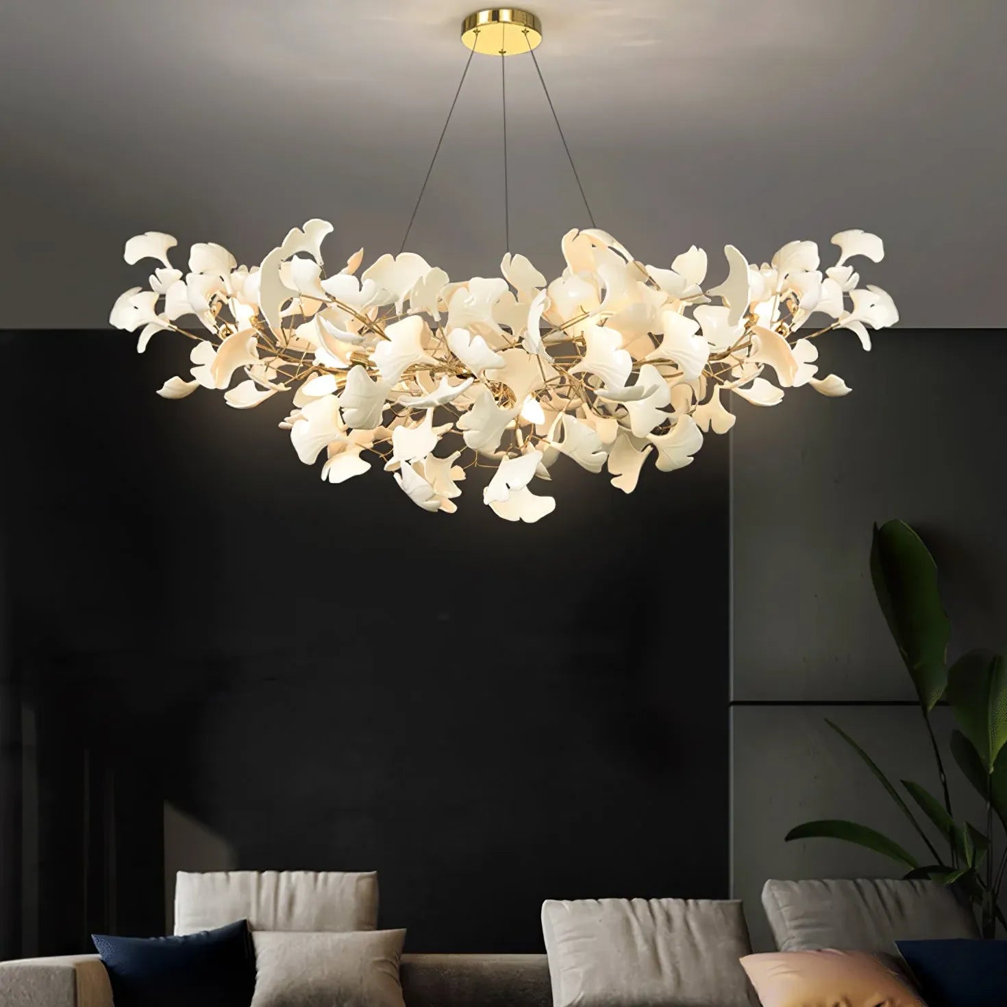 Suspension LED moderne en forme de ginkgo