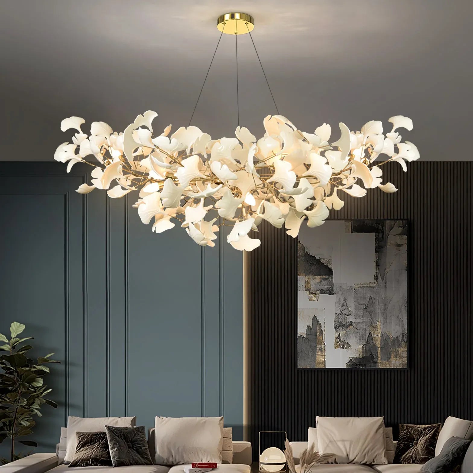 Suspension LED moderne en forme de ginkgo