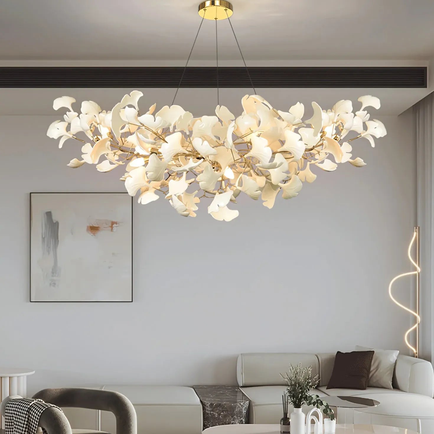 Suspension LED moderne en forme de ginkgo