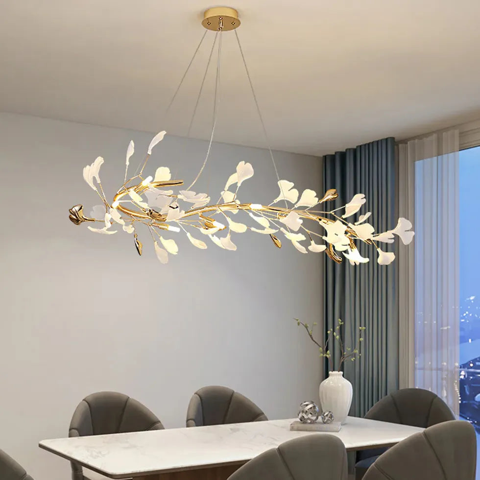 Natural Leaves Gold Kitchen Pendant Light