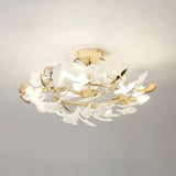 Plafonnier Moderne Doré Feuille De Ginkgo - Clowas.fr