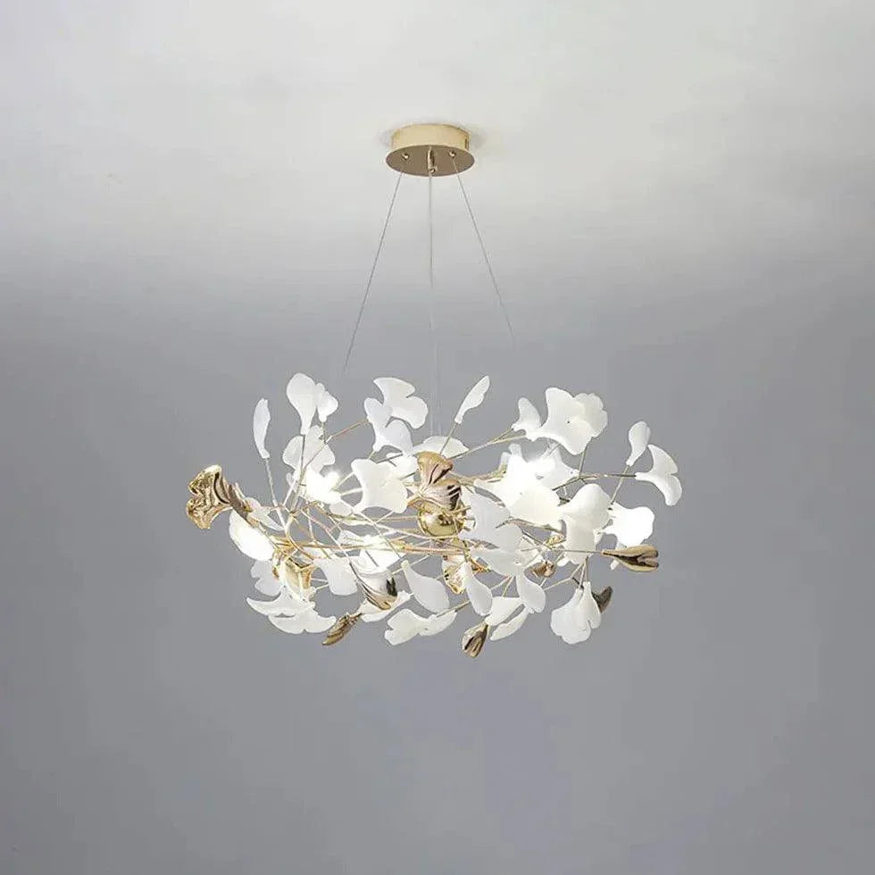 Lustre Feuille De Ginkgo Duplex En Or Blanc - Clowas.fr