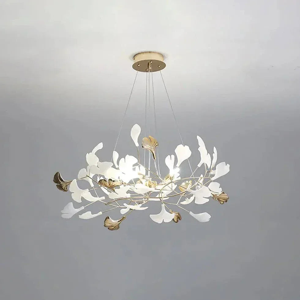 Lustre Feuille De Ginkgo Duplex En Or Blanc - Clowas.fr