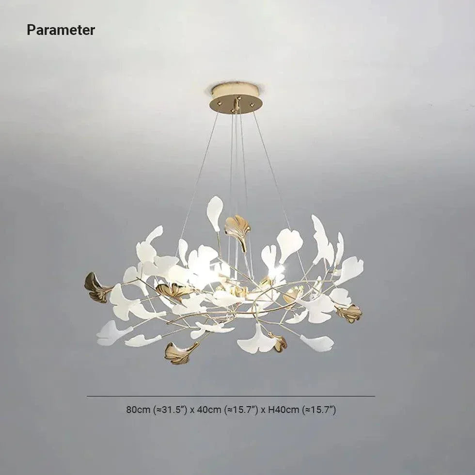 Lustre Feuille De Ginkgo Duplex En Or Blanc - Clowas.fr