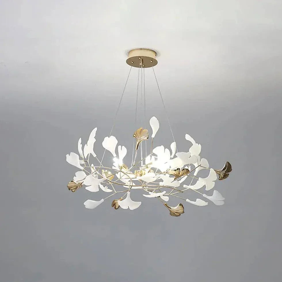 Lustre Feuille De Ginkgo Duplex En Or Blanc - Clowas.fr