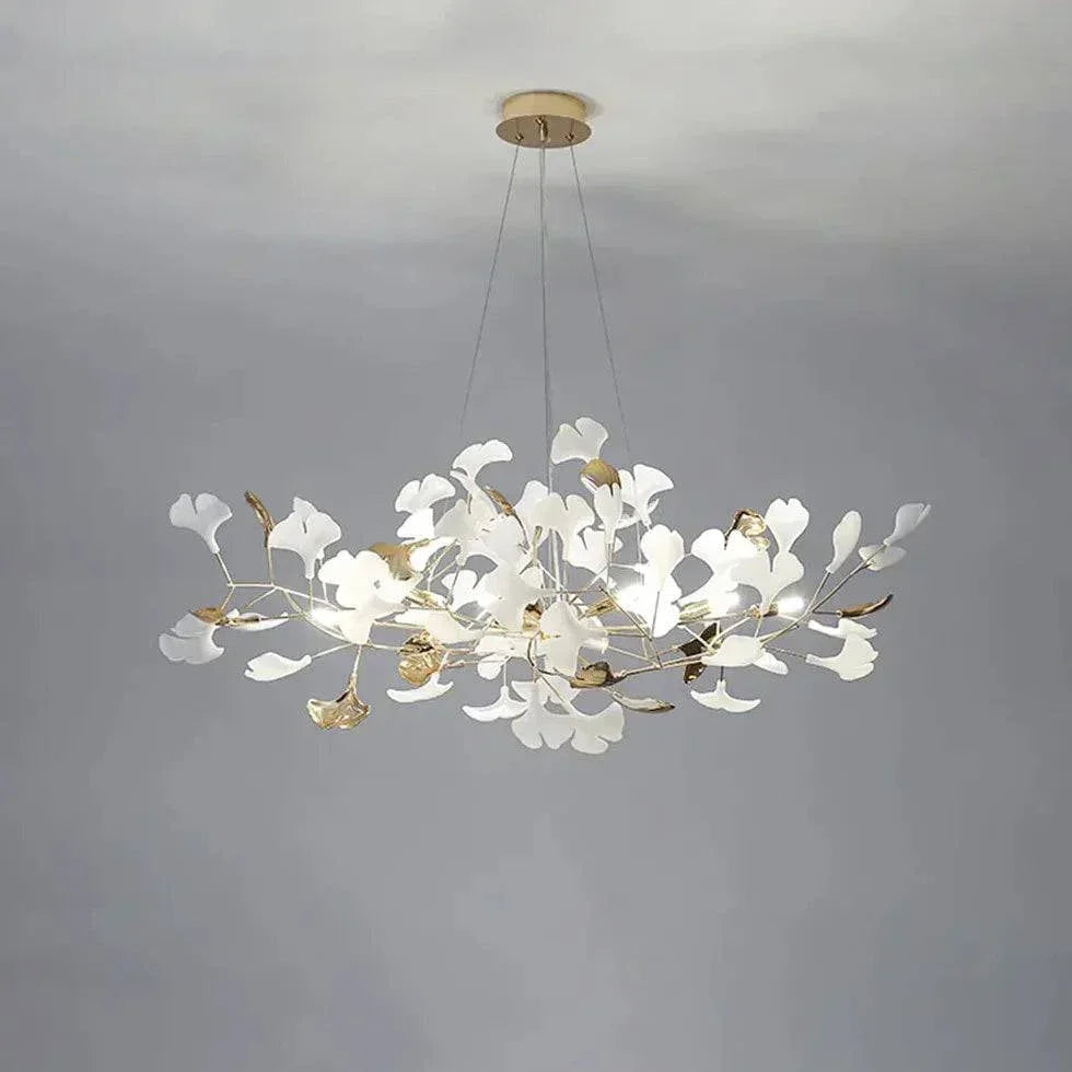 Lustre Feuille De Ginkgo Duplex En Or Blanc - Clowas.fr