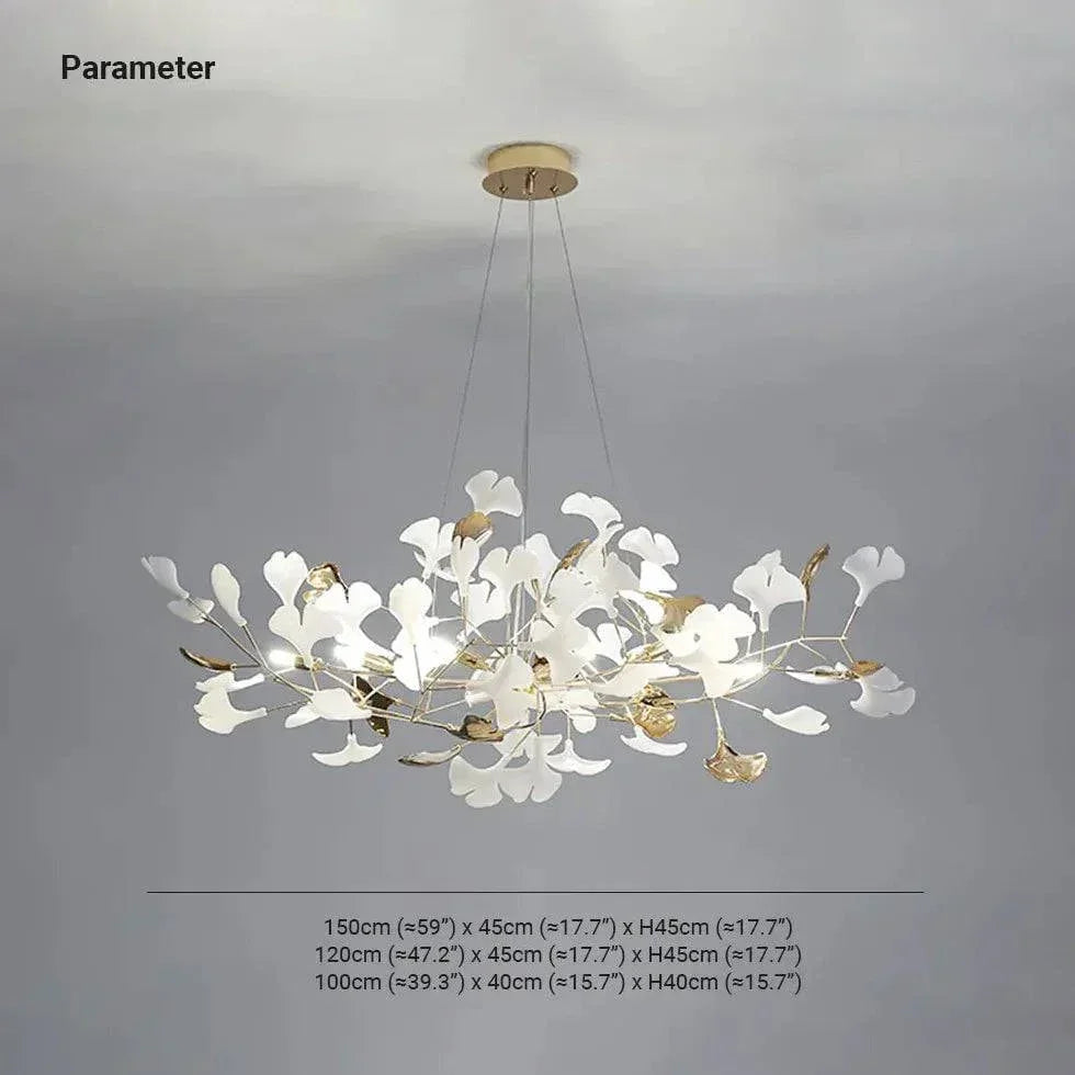Lustre Feuille De Ginkgo Duplex En Or Blanc - Clowas.fr