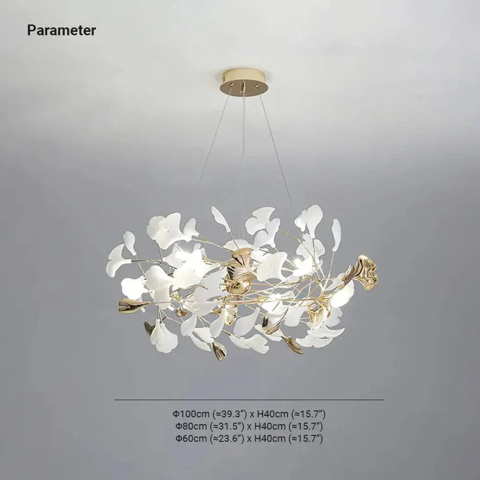 Lustre Feuille De Ginkgo Duplex En Or Blanc - Clowas.fr