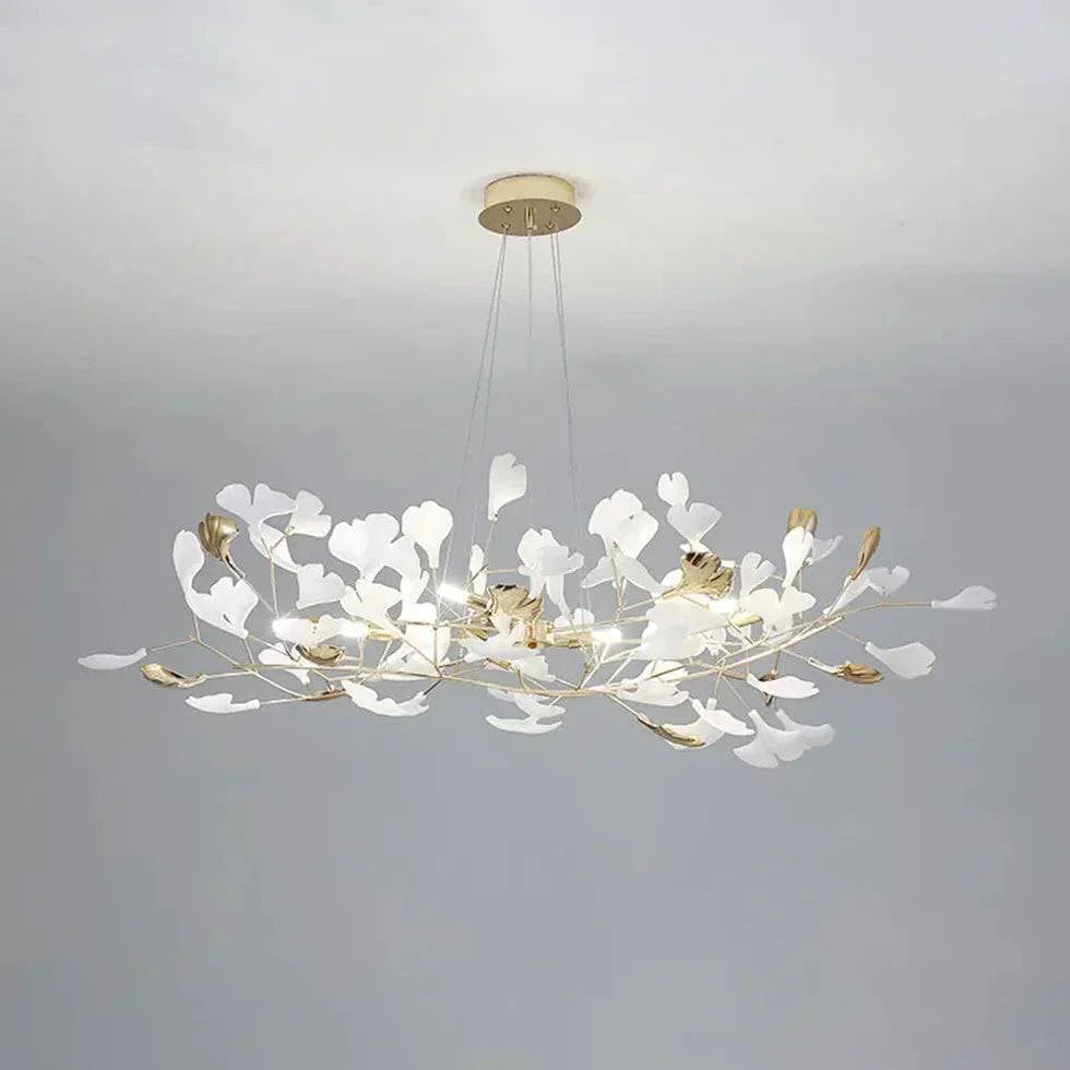 Lustre Feuille De Ginkgo Duplex En Or Blanc - Clowas.fr