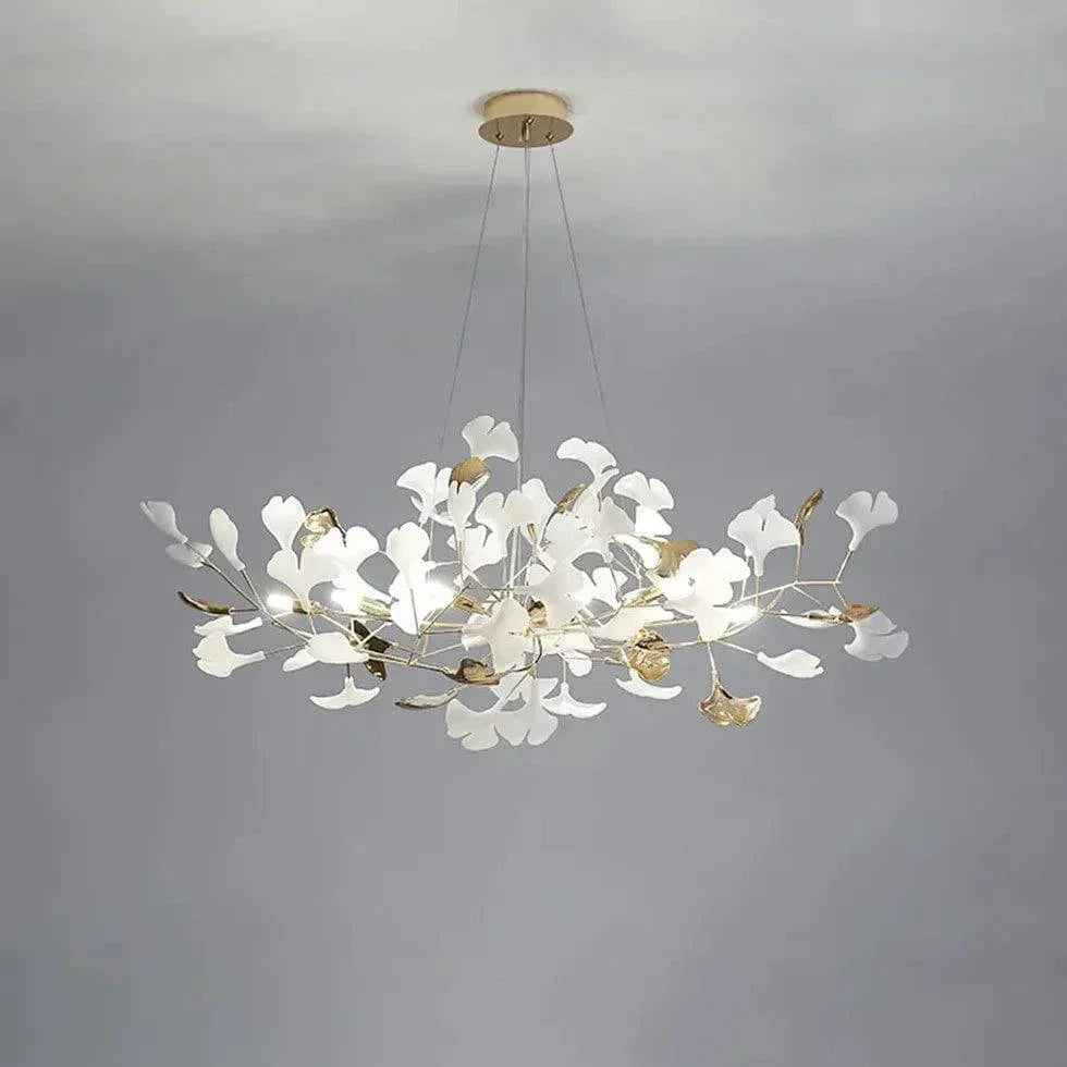Lustre Feuille De Ginkgo Duplex En Or Blanc - Clowas.fr