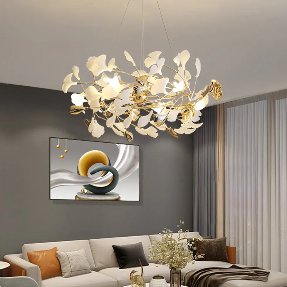 Circular Leaves Modern Gold Pendant Light