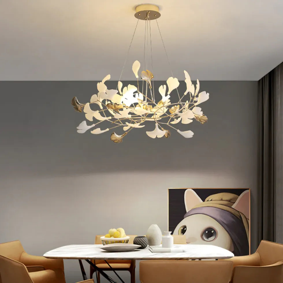 Circular Leaves Modern Gold Pendant Light