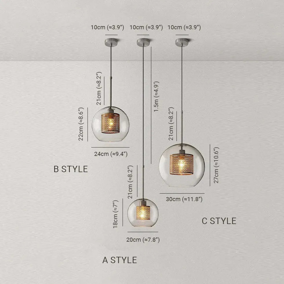 Suspension luminaire boule verre nordique créatif