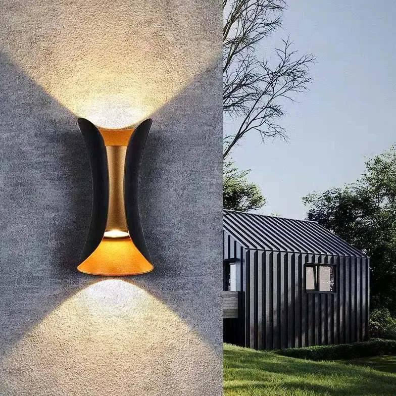 Applique D'Extérieur Led Noire Et Dorée - Clowas.fr