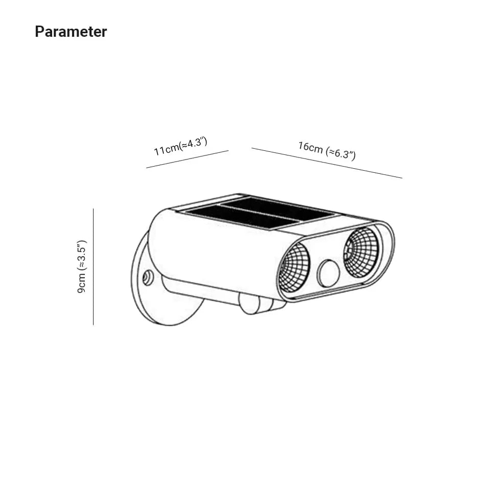 Applique murale extérieure à capteur solaire à double tête