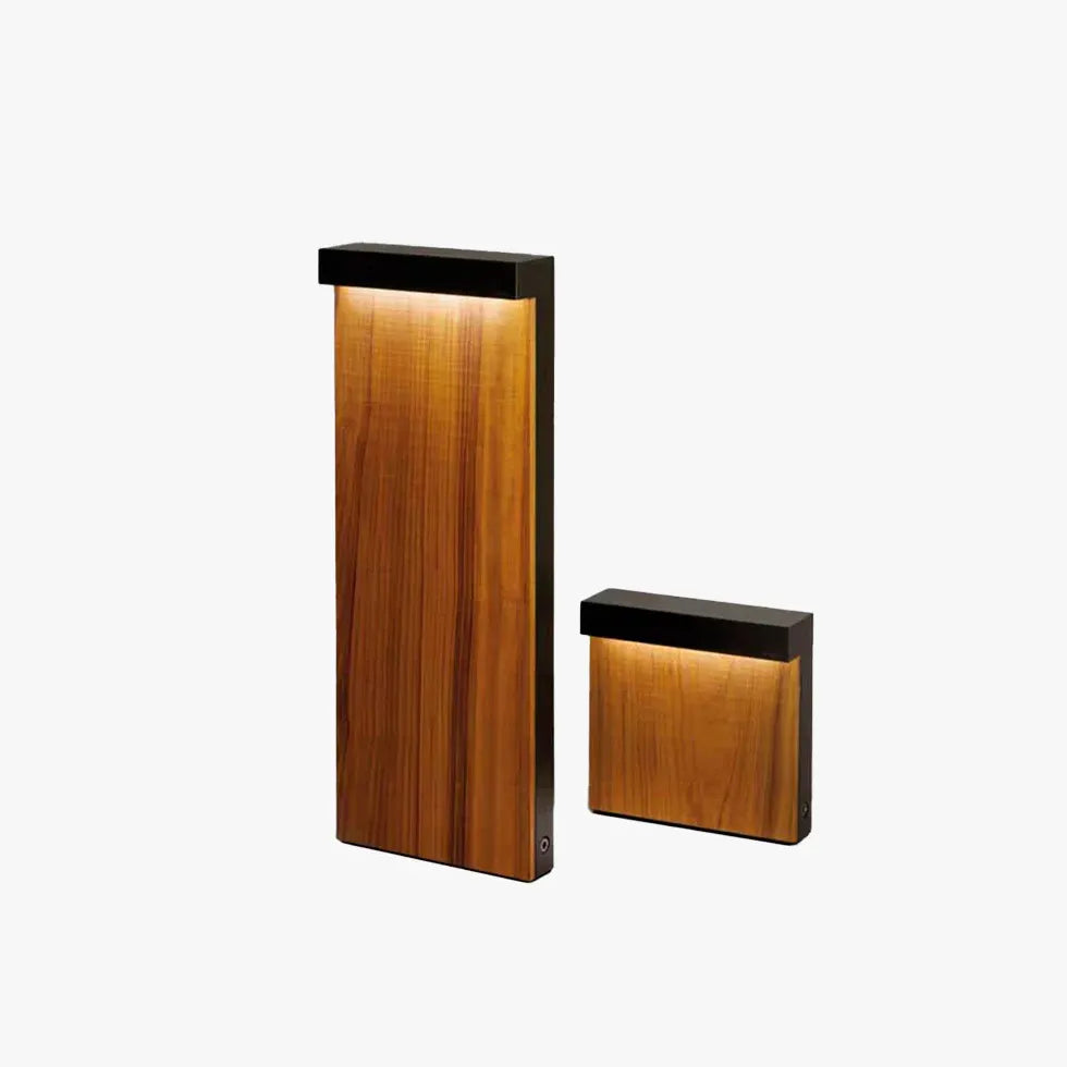 Wood Finish Rectangular Bollard Lights