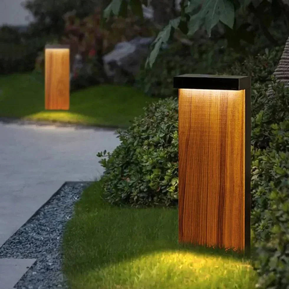 Lampe Colonne Rectangulaire Finition Bois - Clowas.fr