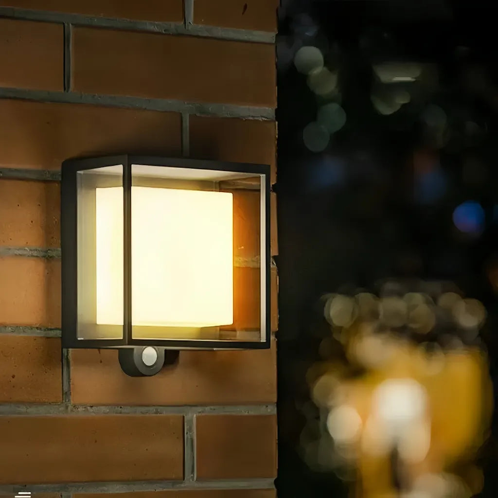 Applique Murale Extérieure LED Carrée avec Détecteur de Mouvement Moderne