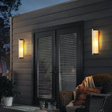 Striped Glass Cylinder Outdoor Wall Lights